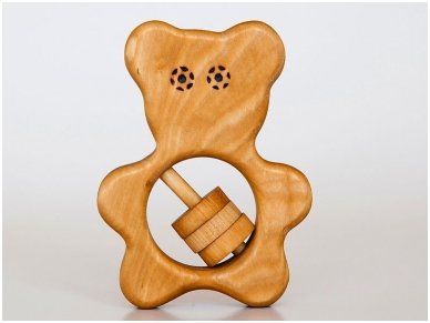 Organic wooden rattle teether 'Teddy bear'