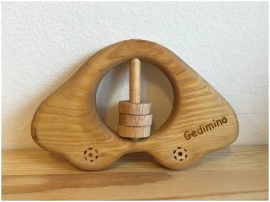 Organic wooden rattle teether 'Car' 3