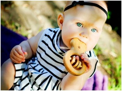 Organic wooden rattle teether 'Ring' 4