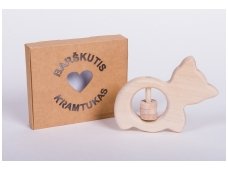 Organic wooden rattle teether 'Cat'