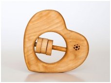 Organic wooden rattle teether 'Heart'