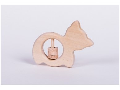 Organic wooden rattle teether 'Cat' 2