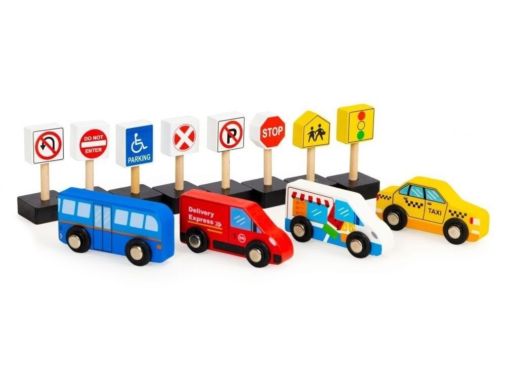 Medinis automobilių ir kelio ženklų rinkinys "Eismas" 3 Medinis automobilių ir kelio ženklų rinkinys "Eismas" 3