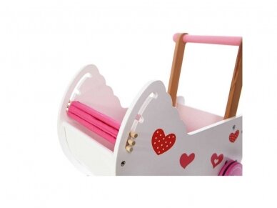 Medinis vežimėlis lėlėms "Širdelė" 5 Medinis vežimėlis lėlėms "Širdelė" 5