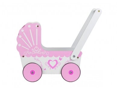 Rožinis vežimėlis lėlei