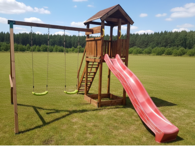 Vaikų žaidimo aikštelė "Fėja" su sūpynėmis Vaikų žaidimo aikštelė "Fėja" su sūpynėmis
